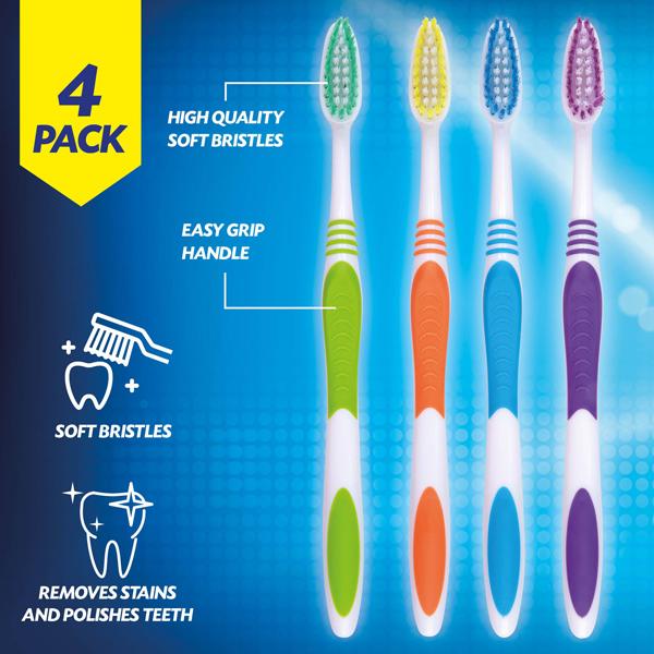 Actual product image Soft toothbrush 4as (4 x)