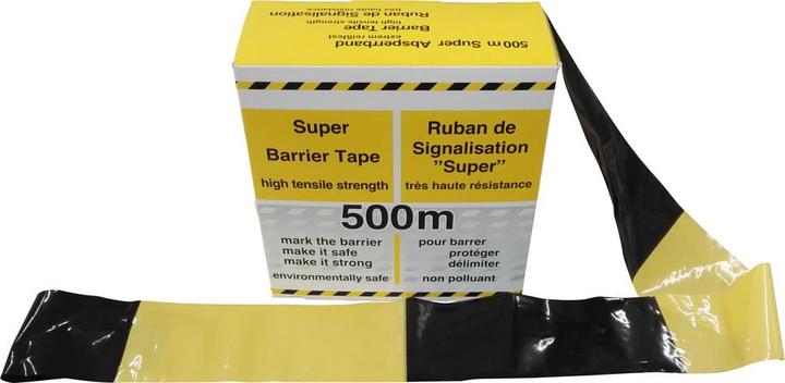 Productafbeelding HP Autozubehör Afzetlint L.500m B.80mm geel/zwart geblokkeerd 500m/doos KELMAPLAST