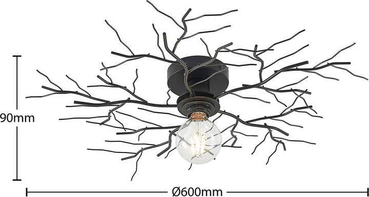 Image du produit Lindby Vetki plafonnier avec décor de branches, noir (E27)