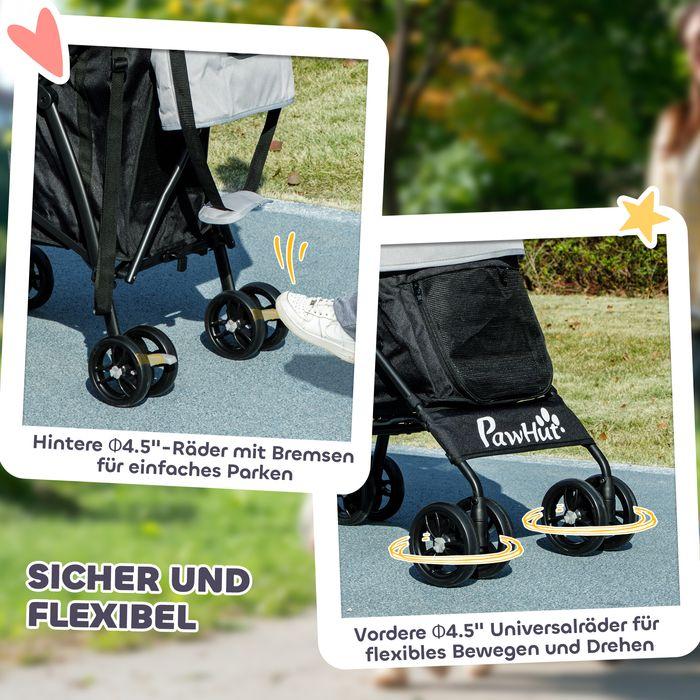 Actual product image Swisshandel24 Hundewagen Hundebuggy klappbar für Hunde & Katzen bis 4 kg Hellgrau (Cat, Dog, Foldable, Safety closure, Washable)