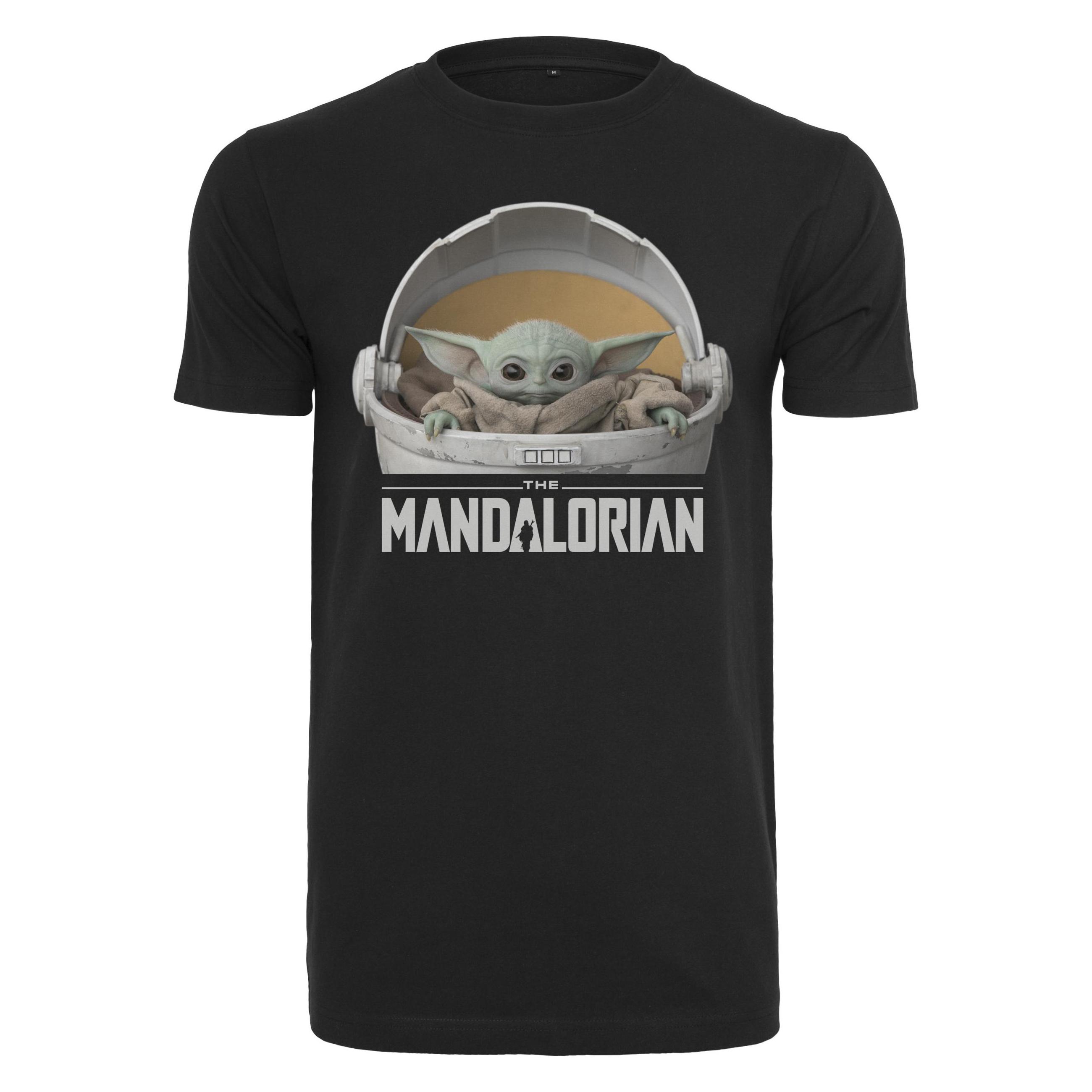Mister Tee, Herren, Shirts, Baby Yoda Mandalorian Logo Tee, Schwarz, (M)