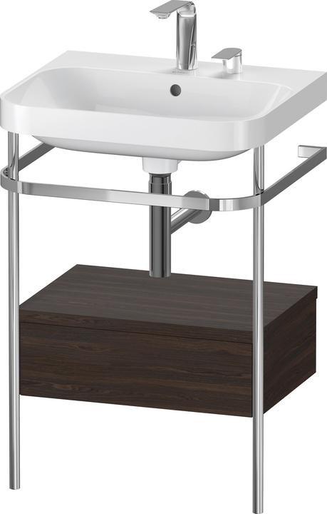 Duravit Happy D.2 Plus c-shaped Set avec console métallique et tiroir, 575x490mm, 2 trous pour robinetterie