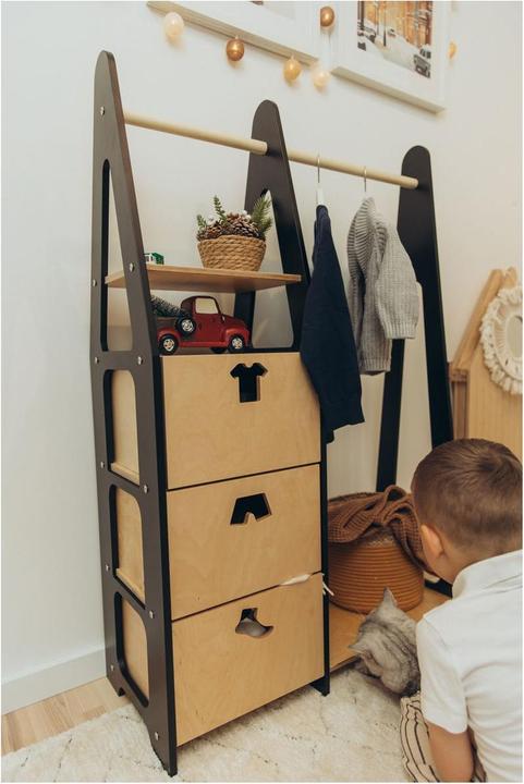 Actual product image Duck Woodworks Children's wardrobe drawers with dress form handles