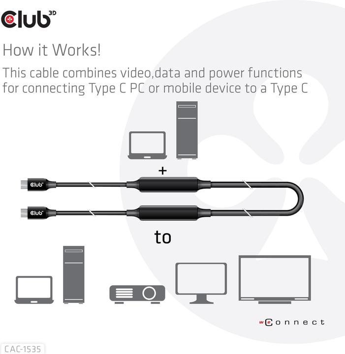 Actual product image Club 3D C - C (5 m, USB 3.2 Gen 2, 60 W)