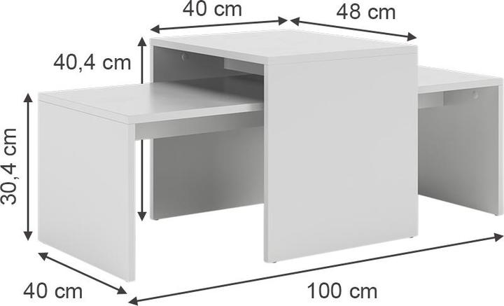 Actual product image Vicco Couchtisch-Set Donat, Weiss, 100 x 48 cm,2 Teile