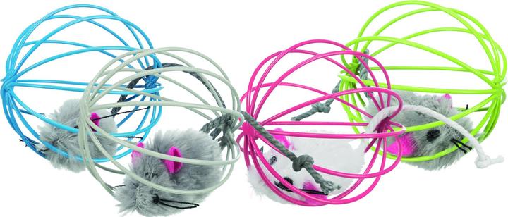 Produktbild Trixie Plüschmaus im Gitterball D=6cm (Plüschspielzeug Katze)