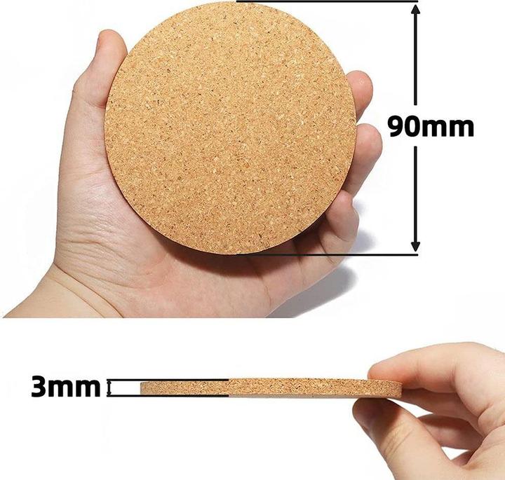 Actual product image I Am Creative Kork Untersetzer 10er Set Ø90mm DIY Glasuntersetzer Braun (10 x, Glass coaster)