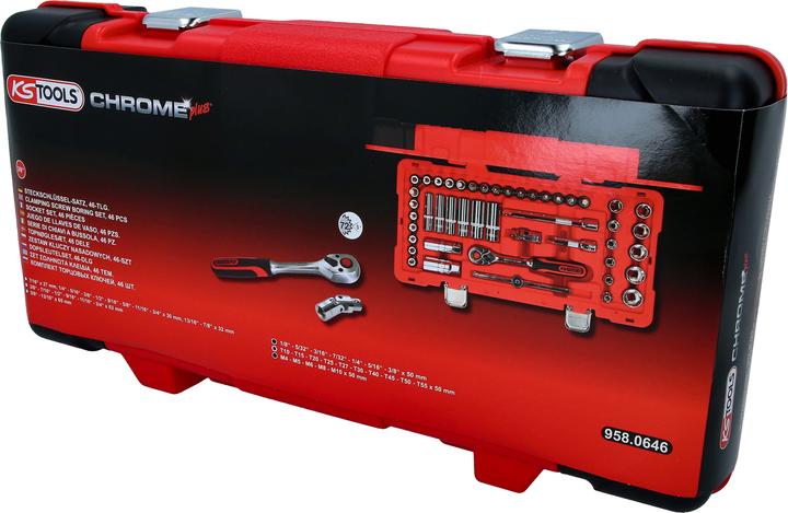 Actual product image KS Tools 3/8" CHROMEplus socket set, 46 parts, Flank Traction (3/8")