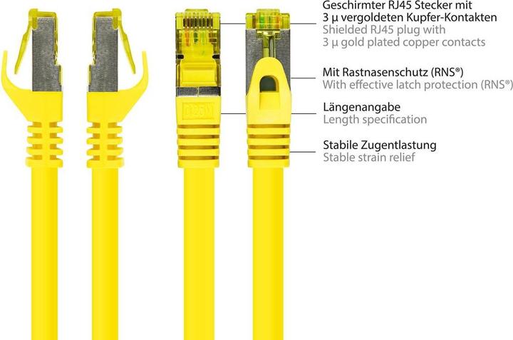 Produktbild Good Connections RJ45 Patchkabel mitCat.7 Rohkabel und Rastnasenschutz (RNS®), S/FTP, PiMF, halogenfrei, 600MHz, OFC (S/FTP, CAT7, 40 m)