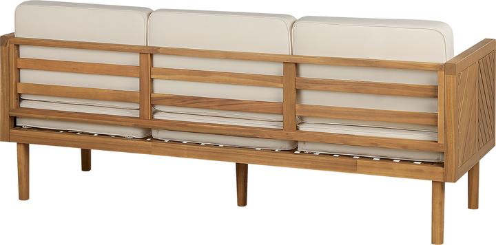 Actual product image Beliani Lounge set 5-piece acacia wood light brown 5-seater cushions cream BARATTI