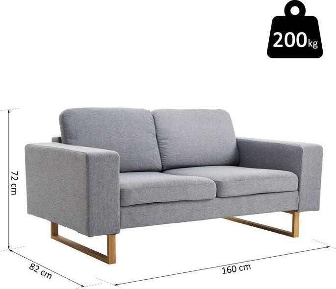 Image du produit Swisshandel24 Canapé 2 places Canapé d'angle Canapé en tissu Siège en bois gris clair (2 places)