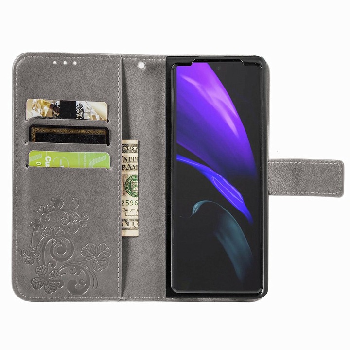 Produktbild König Design Hülle Handy Schutz für Samsung Galaxy Z Fold3 5G Case Cover Tasche Etuis Grau (Samsung Galaxy Z Fold3)