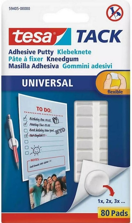Actual product image tesa 3x TACK adhesive putty, mouldable adhesive pads, 3 x 80 pieces
