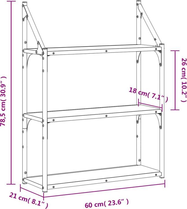 Immagine prodotto vidaXL Wandregal (60 x 21 x 78.50 cm)