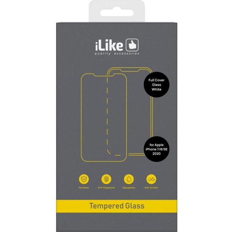 iLike iPhone 7/8/SE 2020/SE 2022 3D Full Cover Glass (1 pz., Apple iPhone 7), Pellicola protettiva smartphone, Bianco
