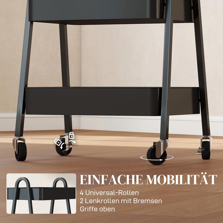 Image du produit Homcom Rollwagen Metall Schwarz