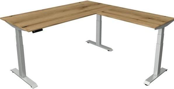 Produktbild Kerkmann Move 4 elektrisch höhenverstellbarer Schreibtisch eiche rechteckig, T-Fuss-Gestell silber 18 (180 x 180 x 129 cm)