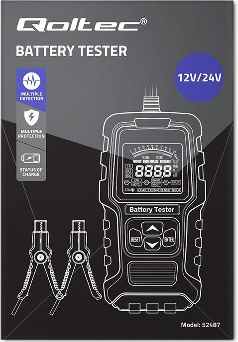Produktbild Qoltec Digitaler Batterietester mit LCD-Display | 12V | 24V | 3Ah-400Ah