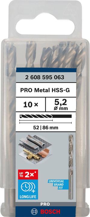Produktbild Bosch Professional Zubehör PRO Metal HSS-G Spiralbohrer, 5,2 x 52 x 86 mm (5.2 mm)