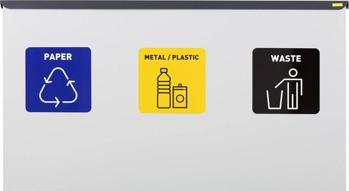 Actual product image Ulsonix Mülltrennsystem Abfalleimer Mülltrenner 3 Fächer Müllsammler Silbern 3 x 60 L (180 l)