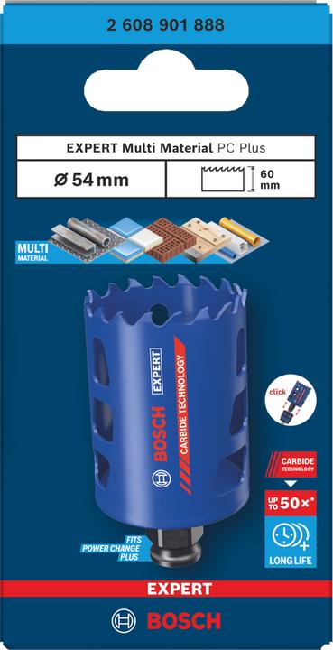 Image du produit Bosch Professional Zubehör Bosch Blau Zubehör 2608901888 EXPERT Power-Change Lochsäge Multi Material 54mm (54 millimètres)