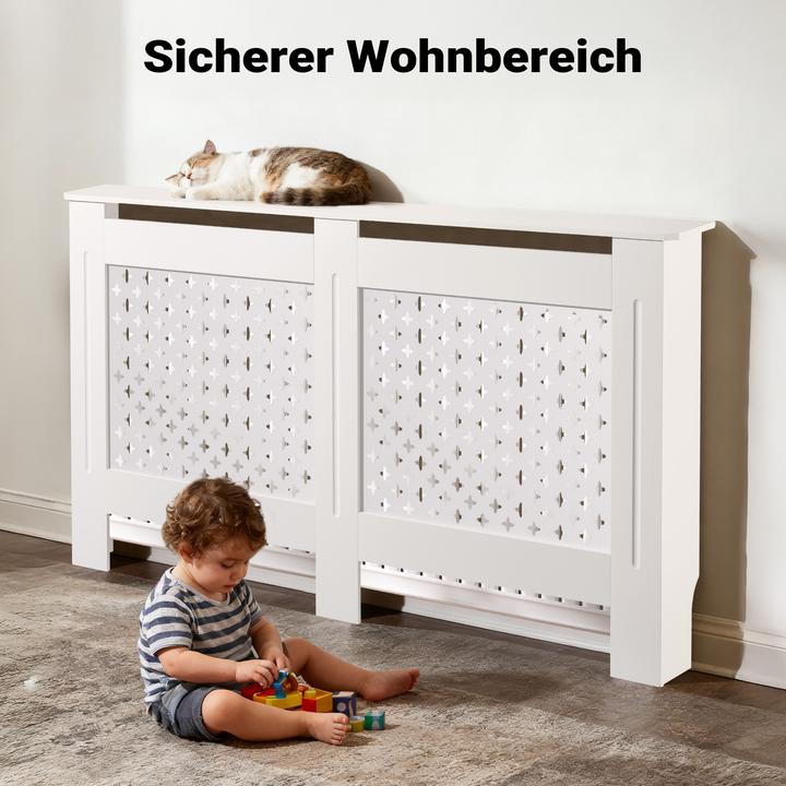 Produktbild Wiltec Toboli Heizkörperverkleidung weiss 152x19x82cm Heizkörperabdeckung MDF Heizkörper