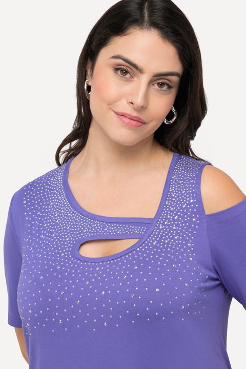 Actual product image Ulla Popken Sparkling Cutout Short Sleeve Tee (46, 48)