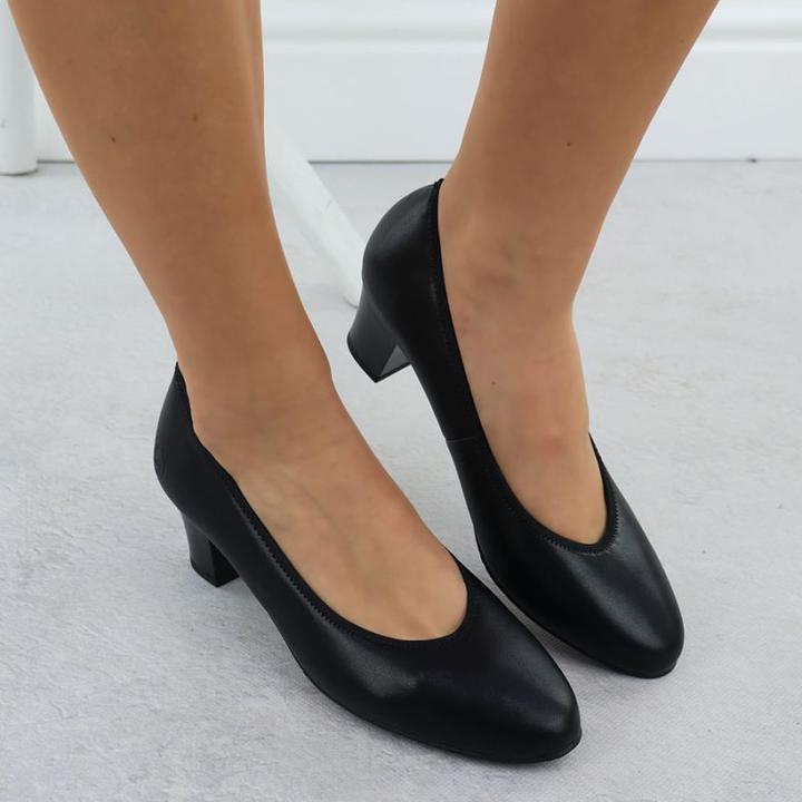 Produktbild Rieker Schwarze Damen-Pumps aus Leder mit niedrigem Absatz (39)
