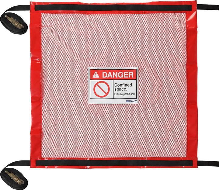 Produktbild Brady Set mit verschliessbaren Schachtabdeckungen, PVC-beschichtetes Polyester, Rot, Enger Raum – M