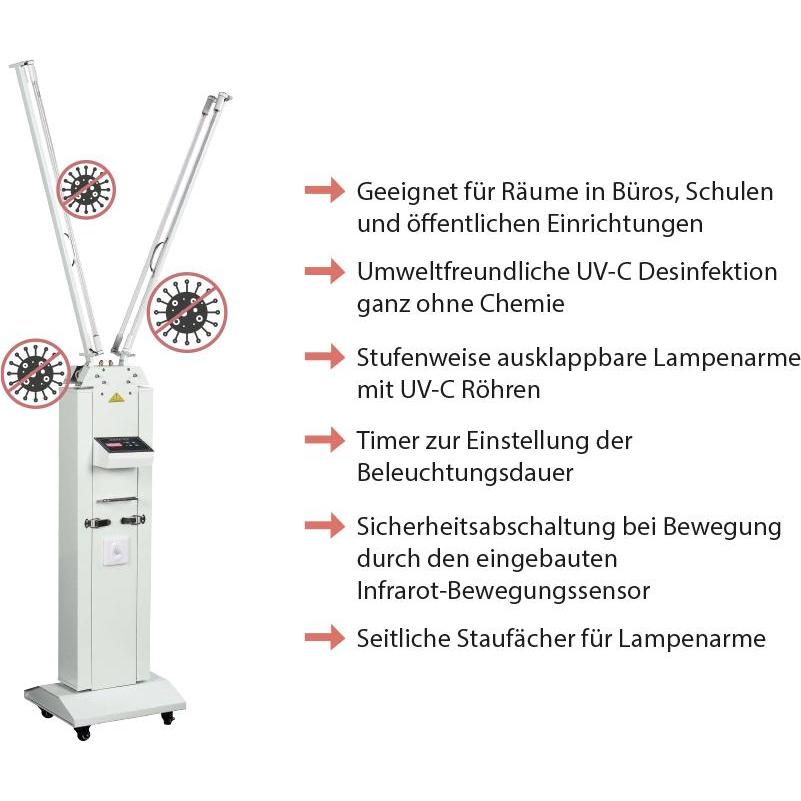 Thumbnail - Good Connections, Sterilisator, UV-C Desinfektionsstation 120W mit 4 röhren für 60 m² Raumfläche