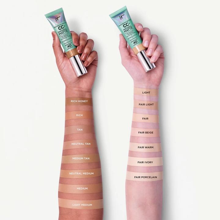 Image du produit It Cosmetics Cc Natural Matte Cream Makeup Spf 40 Medium Tan 32ml (Bronzage moyen, 32 ml)