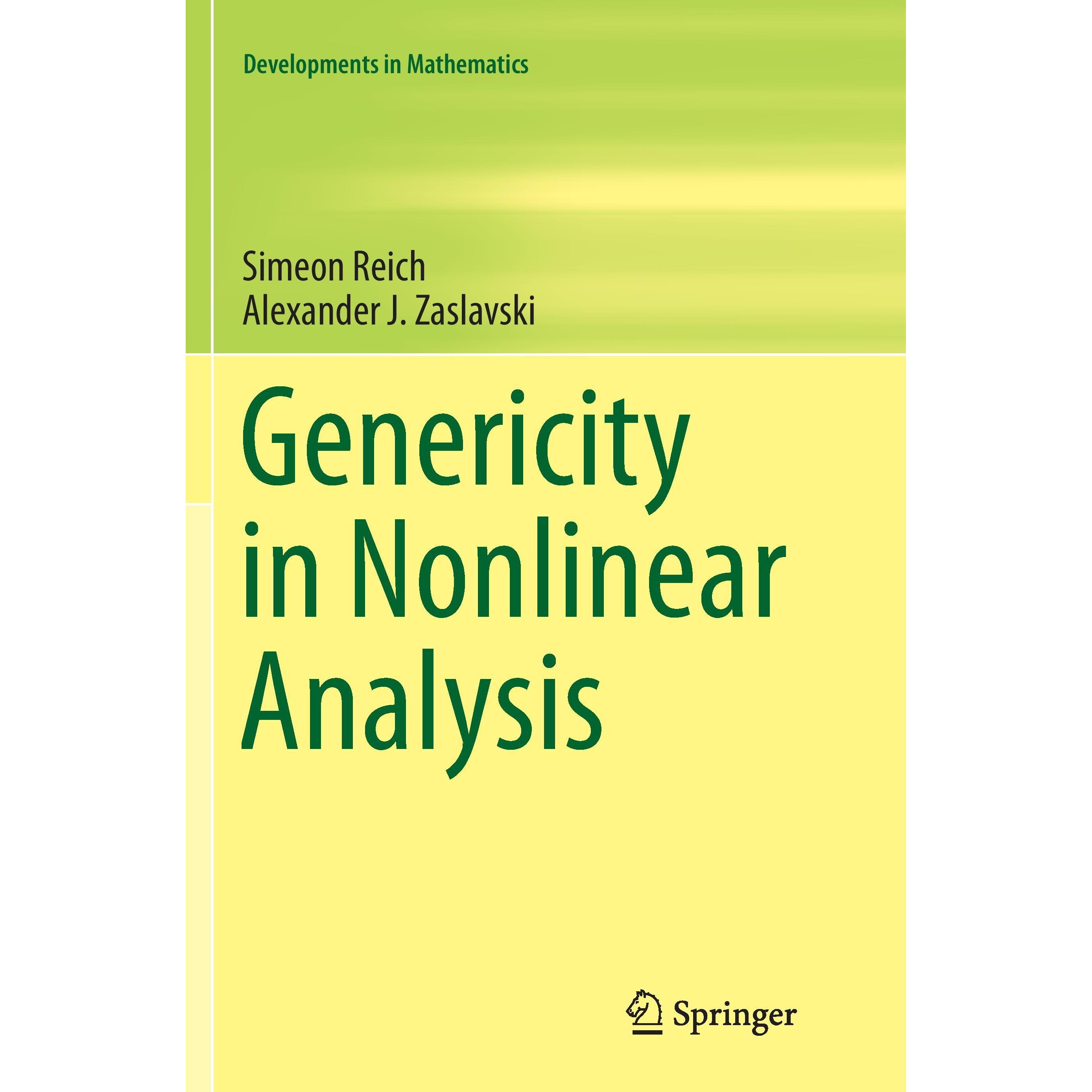 Genericity in Nonlinear Analysis, Fachbücher von Alexander J. Zaslavski, Simeon Reich