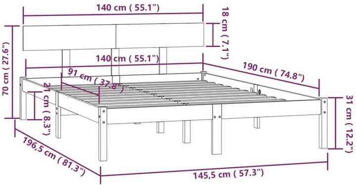 Image du produit vidaXL Bettrahmen (140 x 190 cm)