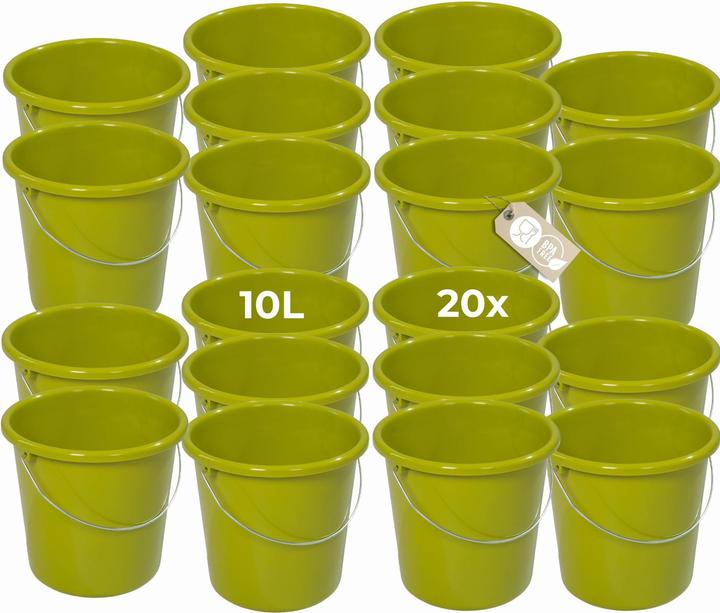 Produktbild Novaliv 20 Stück Eimer 10L Grün mit Masseinteilung - Putzeimer 10 Liter ⌀ 28,5 cm Praktischer (20 Stk.)