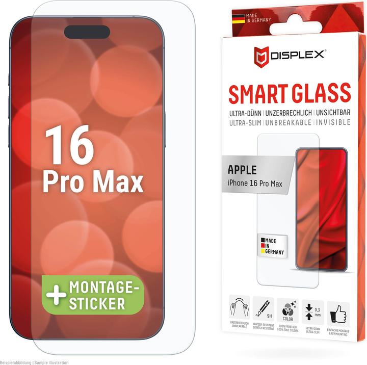 Actual product image Displex Smart Glass, Displayschutzfolie (1 Piece, Apple iPhone 16 Pro Max)