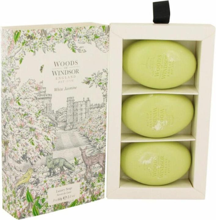 Actual product image Woods Of Windsor Jasmine Soap 100g - Pack of 3 (Hard soap)