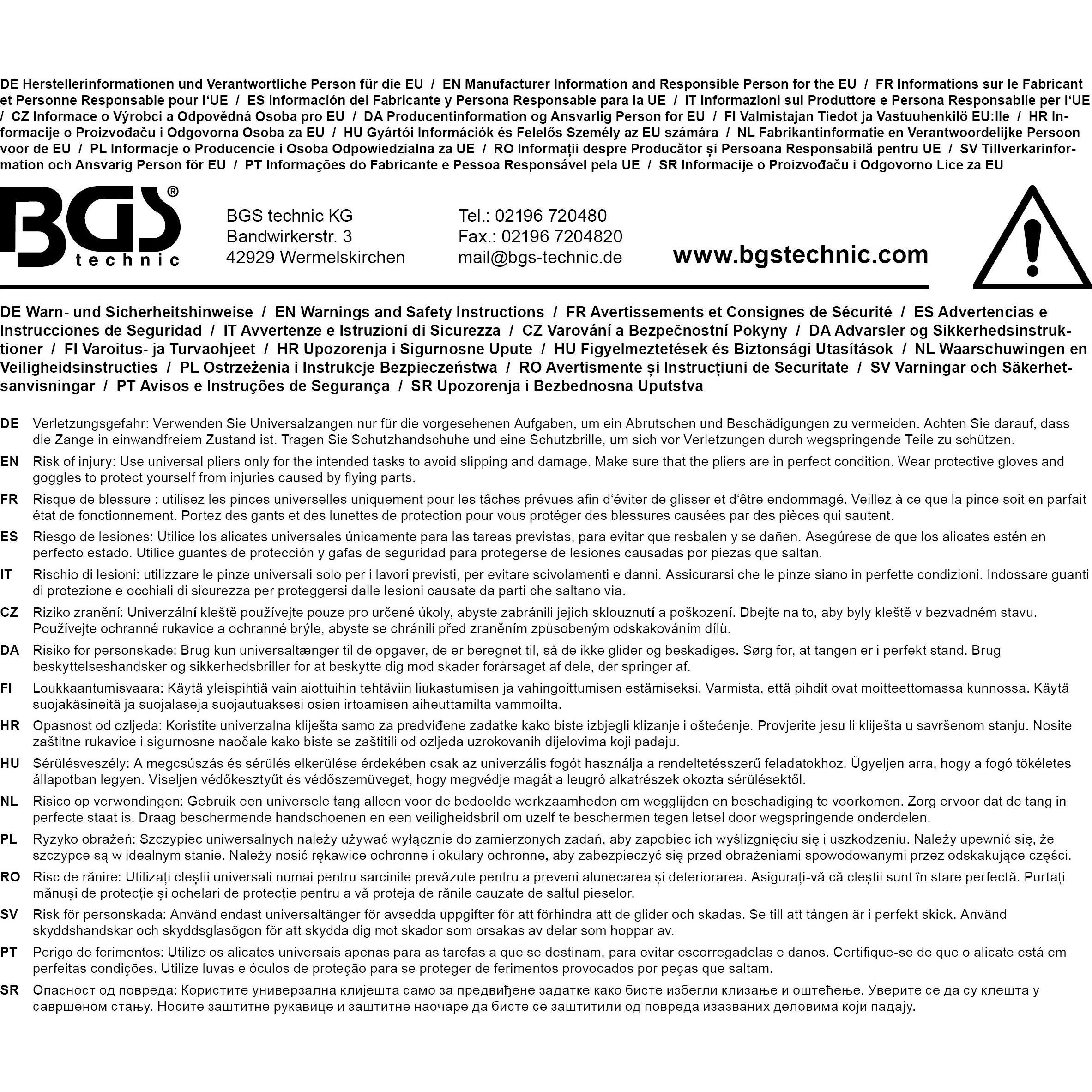 Thumbnail - BGS, Zange, Rabitzzange DIN ISO 9242-A 275 mm (275 mm)