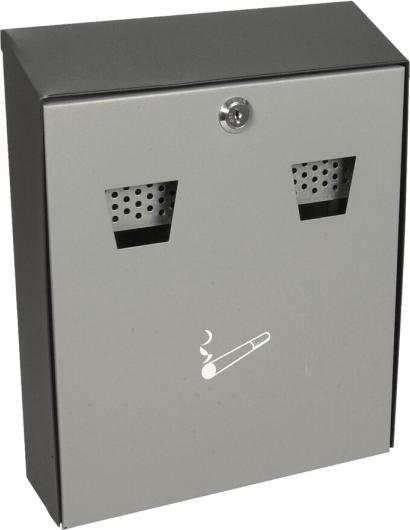 ReinigungsBerater Wandaschenbecher mit Fronttür schwarz/grau aus pulverbeschichtetem Stahl, verschliessbar