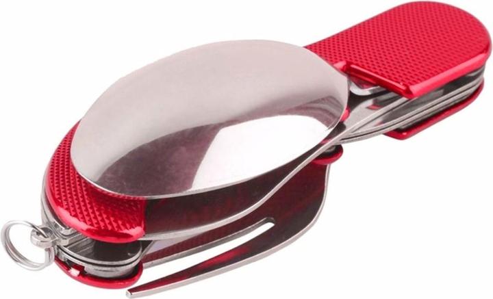 Actual product image König Design 6 in 1Camping Cutlery Set Folding Travel Cutlery Outdoor Armed Forces Field Cutlery