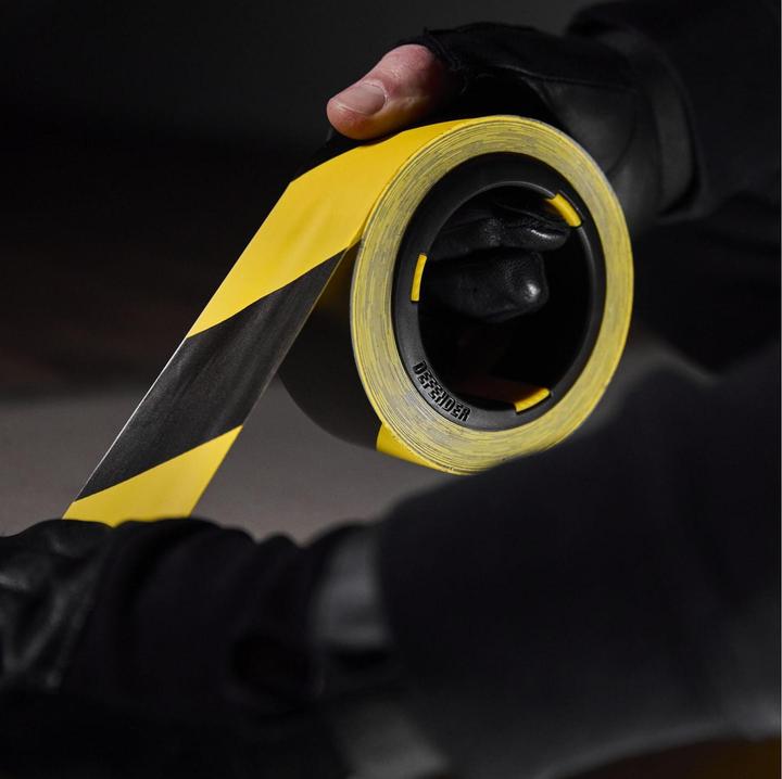 Produktbild Defender EXA-TAPE® VALUE BY 50 - PVC Warnband | schwarz/gelb | 50 mm x 33 m (50 mm)