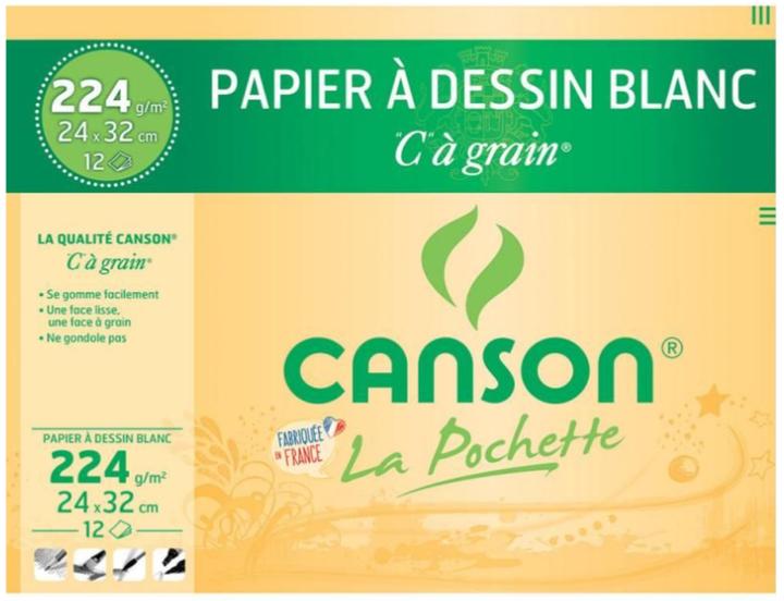 Image du produit Canson Papier à dessin "C"... Grain, DIN A3, 224 g/qm (A3, Blanc, Non contraignant)