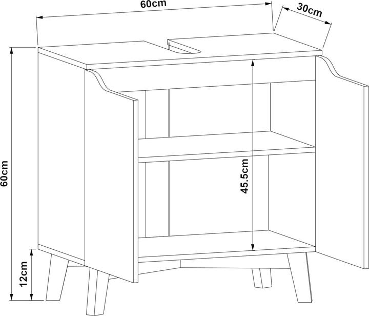 Image du produit En.Casa Meuble sous-vasque Overath 60x60x30cm Gris (60 x 60 x 30 cm)