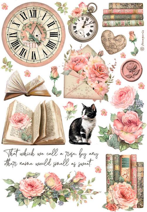 Actual product image Stamperia Washi Pad "House of Roses", 8 sheets, A5