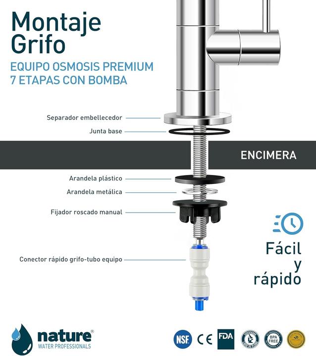 Produktbild Nature 7-stufige Umkehrosmoseanlage mit Pumpe, NSF-zertifiziert, UV-LED-Desinfektion
