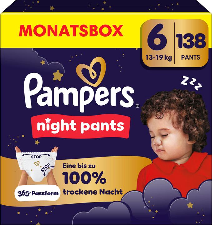 Produktbild Pampers Baby-Dry Night Pants (Gr. 6, Monatsbox, 138 Stk.)