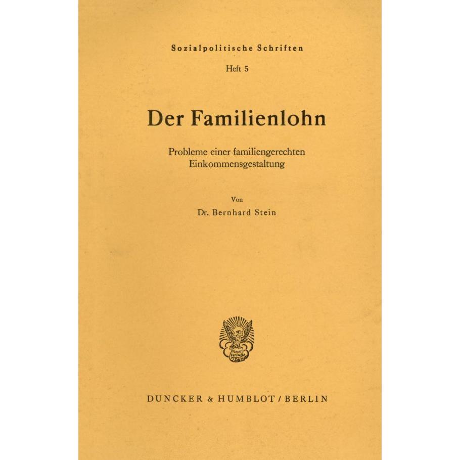 Der Familienlohn., Fachbücher von Bernhard Stein