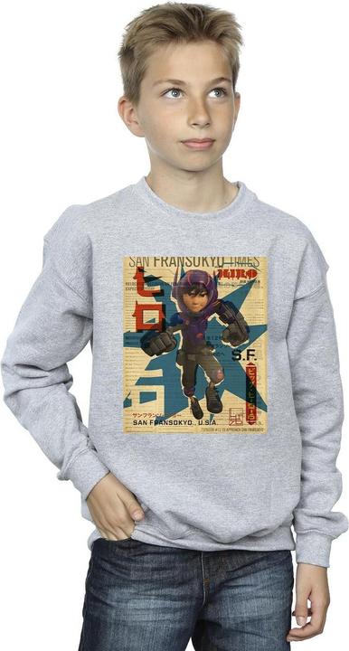Actual product image Disney Boys Big Hero 6 Baymax Hiro Newspaper Sweatshirt (140, 146)