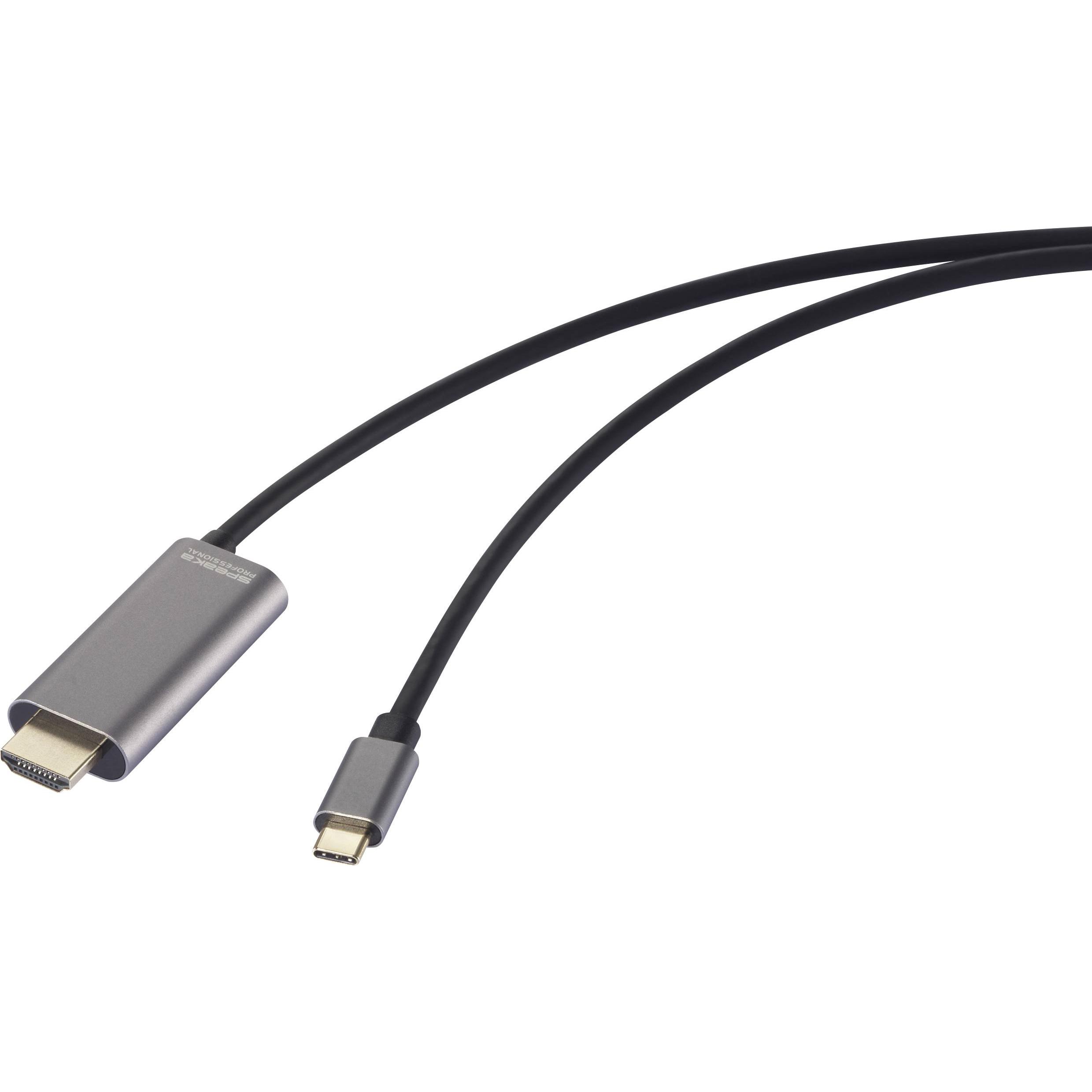 SpeaKa Professional USB-C / HDMI Adapterkabel USB-C Stecker, HDMI-A Stecker, U (1.50 m), Cavo video