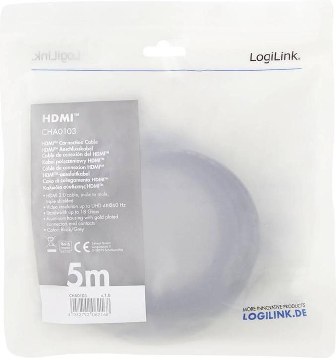 Actual product image LogiLink HDMI-A – HDMI-A (5 m, HDMI, 2.0)