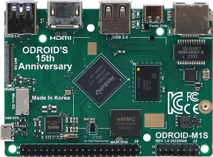 Actual product image Odroid M1S single-board computer with IO header, 4 GB RAM